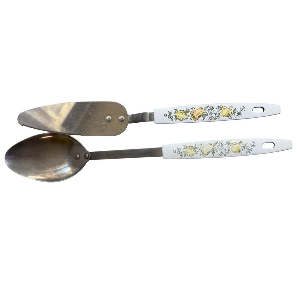 2 - Vintage‎ Spice Of Life Corning Serving Spoon Cake Knife/Server Stainless USA